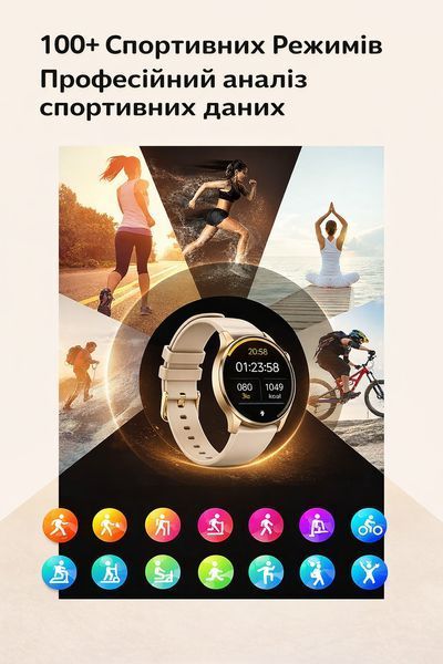 Смарт годинник Y85 з AMOLED дисплеєм золотистий 1801450 фото